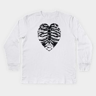 Skeletal bones of the human chest in the shape of a heart Kids Long Sleeve T-Shirt